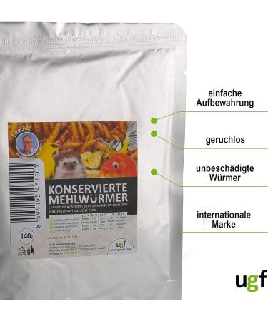 UGF Juicy Preserved Mealworms 140g - Premium Bird Food Hedgehog & Squirrel Treats Year-Round Nutrition - Buy Online on GoSupps.com