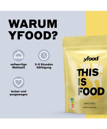 Yfood Happy Banana Powder - Delicious On-the-Go Meal 25g Protein 26 Vitamins & Minerals 1.5kg Bag 17 Meals - Buy Online on GoSupps.com