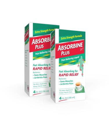 ABSORBINE JR. Pain Relieving Liquid with Menthol for Sore Muscles, Joint Aches and Arthritis Pain Relief, 4 Oz, Pack of 2 4 Fl Oz (Pack of 2)