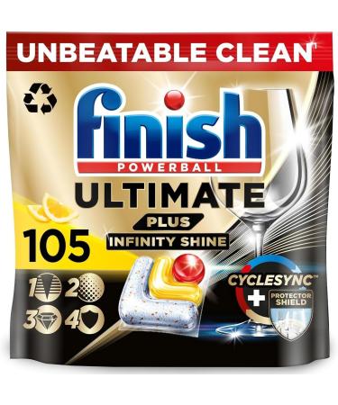 Bundle of Finish Ultimate Plus Infinity Shine Dishwasher 105 Tablets Lemon Bundle 1 x Dishwasher Cleaner Lemon 1 x Rinse Aid 400ml - Buy Online on GoSupps.com