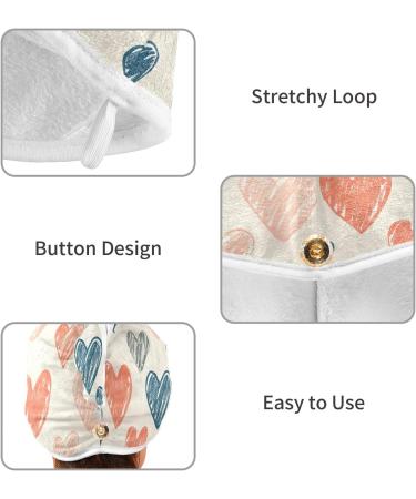 Buy Abstract Geometric Doodle Hearts Hair Towel 2 Pack | Super Absorbent Quick Dry Hair Turbans for Women & Girls - Buy Online on GoSupps.com