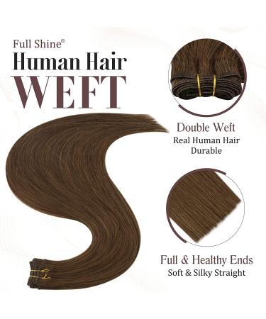 Full Shine 22 Inch Chestnut Brown Sew in Weft Human Hair Extensions - 100g Double Weft Remy Hair Bundles - Color 6 - Buy Online on GoSupps.com