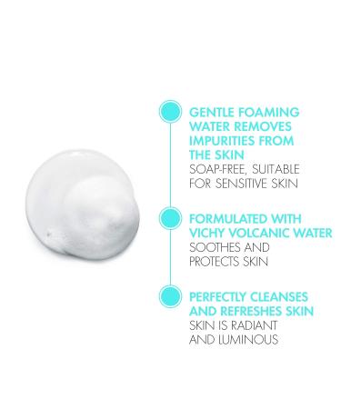 Vichy Foaming Facial Cleanser Puret Thermale Purifying Foaming Water Cleanser for Sensitive Skin Soap-Free Paraben-Free and Hypoallergenic 150mL - Buy Online on GoSupps.com