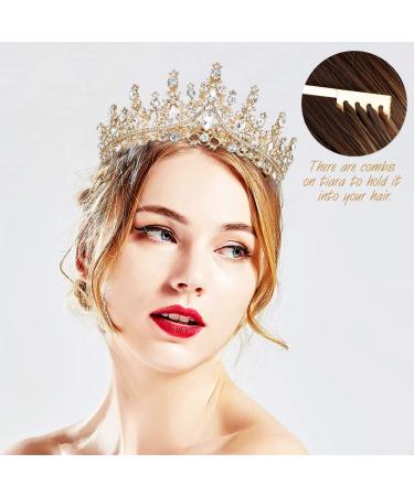 Tobatoba Gold Crown for Women - Crystal Tiara for Birthday, Wedding, Prom, Quinceanera & Halloween Cosplay - Buy Online on GoSupps.com