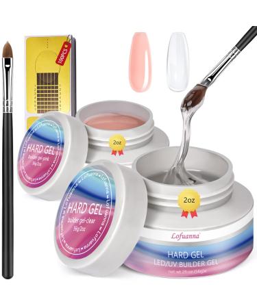 Lofuanna Builder Gel Bottle Set 56G Agriculture LED/UV Gel for gel nails and artificial hard gel nail art set assembly gel detection gel set with 100 modeling templates and 1 nail brush (sentence 3)
