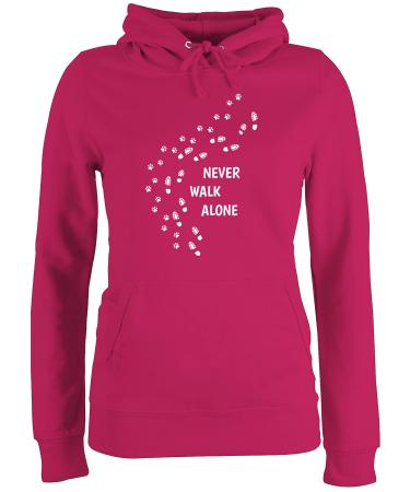 Shirtracer - Sweater Women Hoodie Women - Gift for Dog Owners - Never Walk Alone Paw Prints 2 Fuchsia L