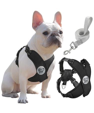 Pawaboo dog harness with dog leash set x-frame adjustable anti-train anti-embroidery dog breast dishes for small medium-sized dogs & puppies breathable dog vest with a leash (L black) L black