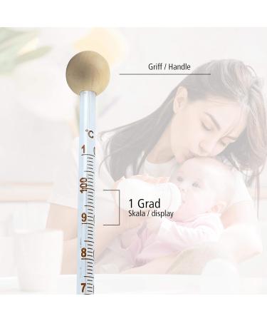 Lantelme Baby Bottle Thermometer - 24cm Glass & Wooden Ball for Safe Hygienic Baby Food Measurement | Analog Children's Food Thermometer - Buy Online on GoSupps.com