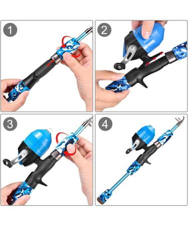 ODDSPRO Kids Fishing Pole Starter Kit - Tackle Box, Reel, Practice Plug, Guide, Travel Bag - Blue 1.2M - Buy Online on GoSupps.com