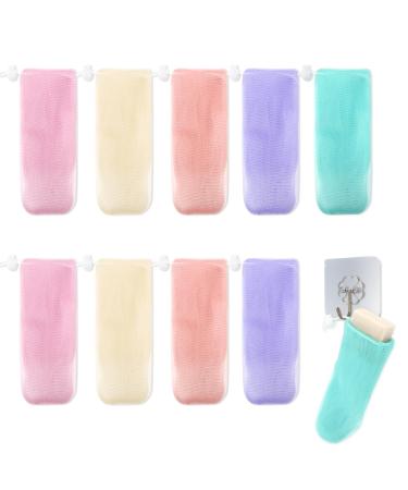 DSLSQD 10 pieces of soap bags soap bag nature soap bags for solid soap soap network soap sack remains of soap soap bag with a cord strain soap bar bag for solid soap shampoo shower gel