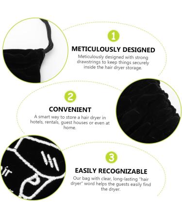 PLAFOPE 8 Pcs Storage Bag Blowdryers for Hair Bathroom Hairdryer Pouch Gym Bag Black Flocking Cloth - Buy Online on GoSupps.com