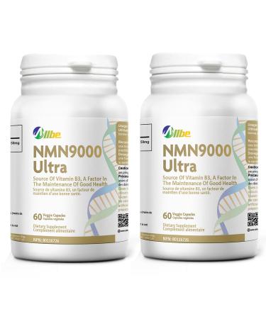 ALLBE NMN 9000 Ultra Capsules Pack of 60 Nicotinamide Mononucleotide 150 mg Servings NAD+ Booster Supplement for Cellular Energy Metabolism Immunity and Healthy Aging (60 Count (Pack of 2))