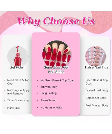 Ceboic Half Hardened UV Gel Strips - 22 Self-Adhesive French Nail Polish Stickers | Salon Quality Red Gel Nail Foils for Women & Girls | Christmas Nail Art Decoration - Buy Online on GoSupps.com