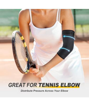 Cambivo Elbow Bandage X2 | Tennis Arm Support for Men & Women | Arthritis & Tendonitis Relief | Black Sports Elbow Brace - Buy Online on GoSupps.com