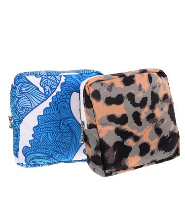 Housoutil 2 piece of cosmetic bag wallet Period cushion bag with zipper Storage bag for women's bandage Women's binding bag with zipper Portable tampon cotton 16x15.5cm As shown