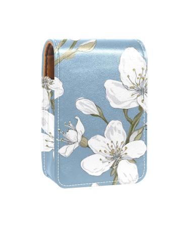 Lipstick Case Leather Lip Gloss Lipstick Organizer with Mirror Mini Lipstick Holder Bag Bee and Spring Blossom W452h0nkqf