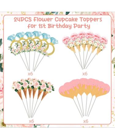 Sursurprise Ice Cream Bridal Shower Decorations She s Been Scooped Up Cake Topper 24pcs Ice Cream Bridal Shower Cupcake Topper Summer Wedding Engagement Bachelorette Party Supplies - Buy Online on GoSupps.com
