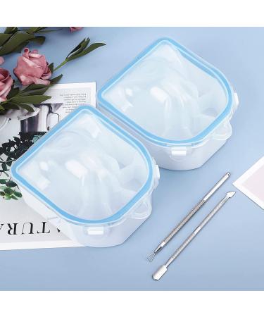 2PCS Nail Soaking Bowl Set with Cuticle Peeler & Pusher - Gel Polish Remover Tool (Blue) - Buy Online on GoSupps.com