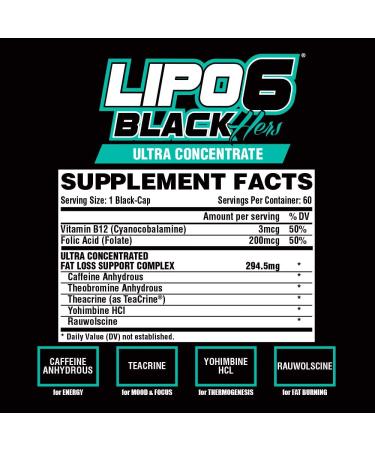 Nutrex LIPO-6 Black Hers - Weight Loss Support Capsules (120 Count) - Buy Online on GoSupps.com