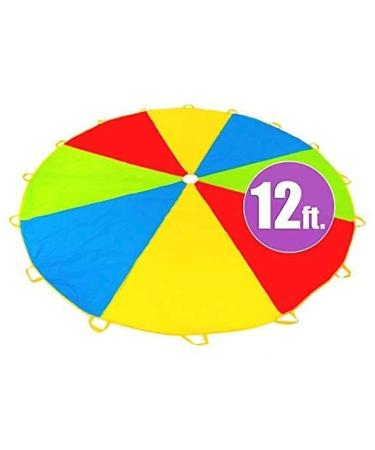 Play Platoon Parachute for Kids 12 Foot with 16 Handles, PE Equipment for Elementary School, Gymnastics Equipment, Outdoor Games for Kids, Multicolored Parachute