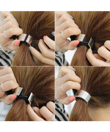 Set of 4 Fashion Punk Gothic Alloy Ponytail Cuffs - Elastic Hair Ties for Women & Girls - Stylish Hair Bands & Ropes - Buy Online on GoSupps.com