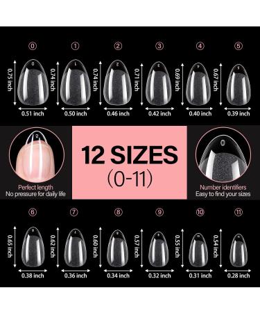 360PCS AILLSA Short Almond Nail Tips - Half Matte Soft Gel False Nails for DIY Press On Extensions - Clear Acrylic Gelly Tips - Valentine's Day Gift - 12 Sizes - Buy Online on GoSupps.com
