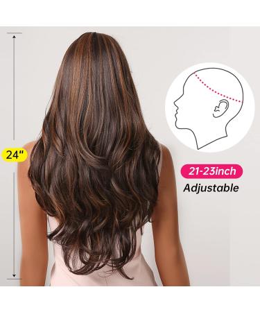 Buy Allbell Long Brown Curly Wig for Black Women - Red Highlights & Bangs - Synthetic for Daily Use - Buy Online on GoSupps.com