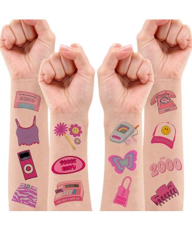 Y2K 2000 Temporary Tattoos - 96PCS for Teen Girls Birthday Party Decor & Supplies - Pink Cute Gifts for Classroom Prizes & Themed Events - Buy Online on GoSupps.com