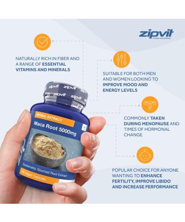 High Strength Maca Root Capsules 5000mg - Black and Yellow Maca Combination Extract - 180 Vegan Capsules - 6 Months Supply - Buy Online on GoSupps.com