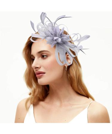 Drolasa Fascinators for Women With Hair Clips Headbands Flax Fascinators for Women High Tea Lightweight Fascinator (Grey) - Buy Online on GoSupps.com