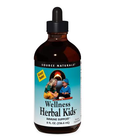 Source Naturals Wellness Herbal Kids for Immune System Support - Contains Echinacea Yin Chiao Elderberry & More - 8 Fluid oz 8 Fl Oz (Pack of 1)