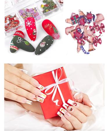 24 Grid Christmas Nail Art Stickers Decals Nail Art Supplies Christmas Santa Elk Flash Snow Deer Wood Pulp 3D Nail Art Decorations Accessories Christmas Nail Sequins - Buy Online on GoSupps.com