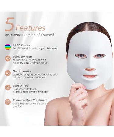 7 Color LED Face Mask Light Therapy for Skin Rejuvenation - Blue & Red Photon Lights for Home Facial Care on Face and Neck - Buy Online on GoSupps.com