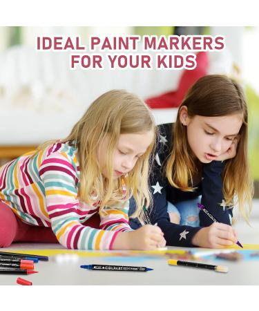 26 Colors Dual Tip Acrylic Paint Pens - Medium and Brush Tip Markers for Rock Painting, Ceramic, Canvas, Calligraphy - DIY Crafts Supplies - Buy Online on GoSupps.com