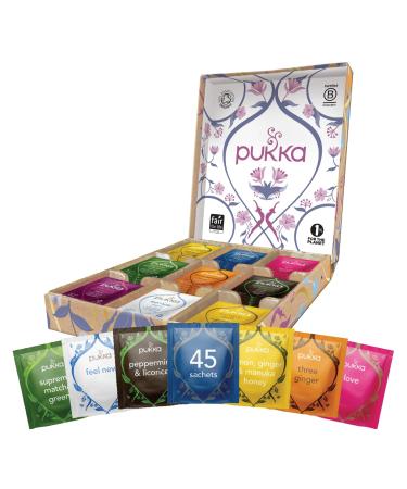 Pukka |Favorite Selection Box |Bio |Sustainable gift |Birthday gift |45 tea nights |9 delicious tea varieties |100 percent biological ingredients of 45 favorite stee Selection