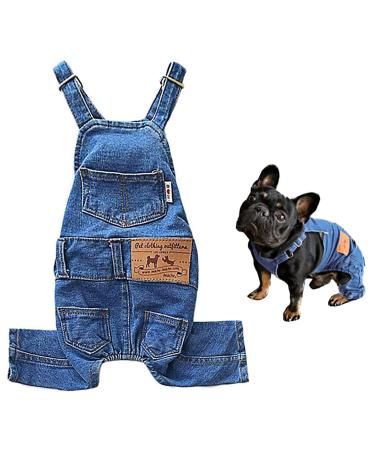 Teilybao Dog Denim Jumpsuit Costumes Cat Pet,Puppy Jean Jacket Sling Jumpsuit Costumes, Fashion Comfortable Blue Pants Clothing for Small Medium Dogs Cats X-Large