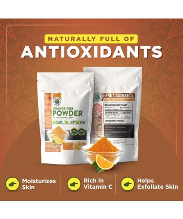 Organic Orange Peel Powder for Hair & Skin Care | Henna Cosmetics 200g | Vitamin C Face Mask - Buy Online on GoSupps.com