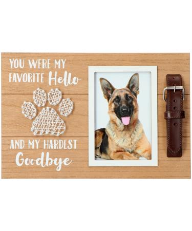 Pet Memorial Picture Frame | You Were my Favorite Hello and my Hardest Goodbye | Lovely as Loss of Your Dog or Cat | Sympathy Keepsake Gift | 6x4 Inches Photo Opening | Collar Mount