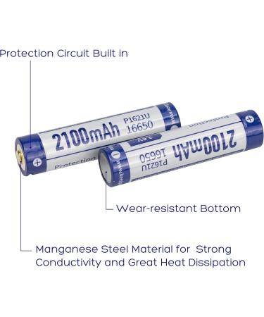 Buy Keeppower 16650 Li-ion Battery P1621U - 3.6V 2100mAh USB Rechargeable Flashlight Battery (2 Pack) | International Shipping Available - Buy Online on GoSupps.com