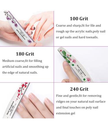 12PCS Nail File Set Half Moon Nail Buffer Files Double-Sided Emery Boards for Nails 100 180 240 Grit Professional Manicure Tool for Natural Nails or Extensions - Buy Online on GoSupps.com