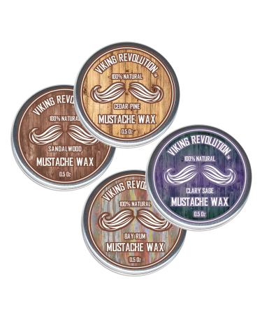Mustache Wax Variety Pack for Men - Strong Hold for Styling, Training, and Taming - Sandalwood, Clary Sage, Cedar Pine, Bay Rum Scents - Buy Online on GoSupps.com