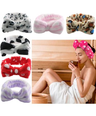 6-Piece Coral Fleece Bow Headbands for Women | Elastic Spa Cosmetic & Yoga Headbands - Perfect for Face Washing & Showers - Buy Online on GoSupps.com