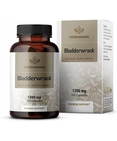 HERBAMAMA Bladderwrack 100 Capsules - 1200 mg - Natural Nutritional Supplement Promoting Thyroid Function, Joint Wellness & Weight Management - Organic, Vegan & Non-GMO Immune System Booster - Buy Online on GoSupps.com