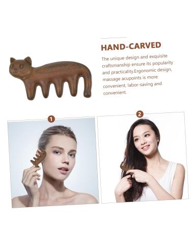 Fomiyes Green Sandalwood Comb Set - 2 STK Massage Gua Sha Scalp Tool Wide Teeth Head Scratch Brush for Mustache & Cat Care - International Shipping Available - Buy Online on GoSupps.com