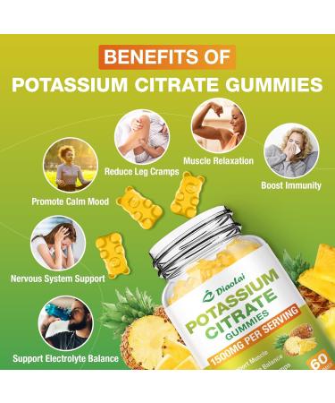 Potassium Citrate 1500mg Gummies - Potassium Supplement for Women & Men Supports Leg Cramp Relief & Muscle Health Vegan Pineapple Flavor (120 Count) 2 Pack - Buy Online on GoSupps.com