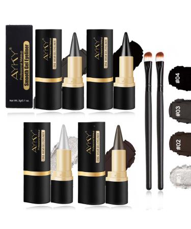 Rationalu Gel Eyeliner Rational Gel Eyeliner Natural Black Eyeliner Cream Waterproof Smudge Proof Ayky Long Wear Gel Eyeliner Matte Smokey Eye Liners Eyeshadow Stick for Party Looks (4PCS)