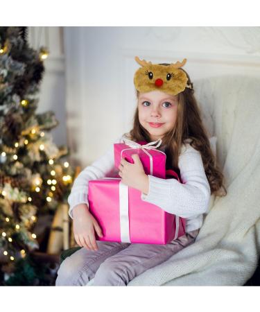 Christmas Reindeer Eye Mask - Soft Fluffy Plush Sleep Mask for Women Men Kids - Brown - Buy Online on GoSupps.com