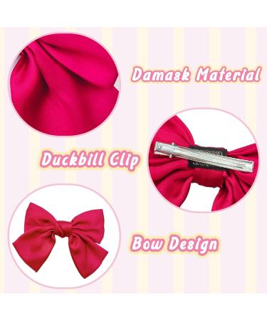 Bow Hair Clip Duckbill Clip Hair Bows for Women Big Bowknot Hairpin French Hair Clips with Ribbon Solid Color Hair Barrette Clips Soft Satin Silky Hair Bows for Women Girls(red) Short-red - Buy Online on GoSupps.com