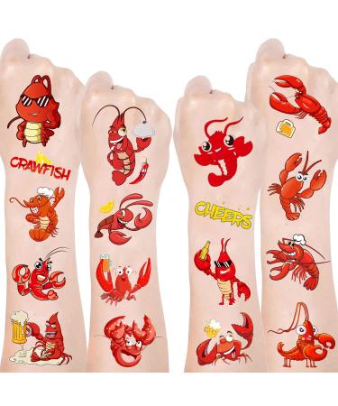 Crawfish Party Favor 24Sheets(144PCS) Crawfish Temporary Tattoosfor Crawfish Boil Party Supplies Lobster Party Decorations  Summer Picnic  Baby Shower Supplies Decorations