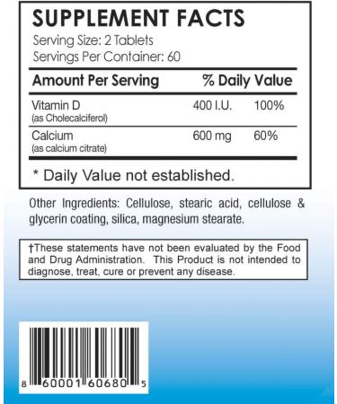 Bariatric Calcium Citrate with Vitamin D3 | Post-Bariatric Surgery Formula | Fast Absorption | Made in USA | 600mg 120 Tablets - Buy Online on GoSupps.com